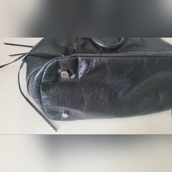 GUC Rebecca Minkoff Romeo Leather  Satchel Ostrich Style Black - Picture 9 of 16